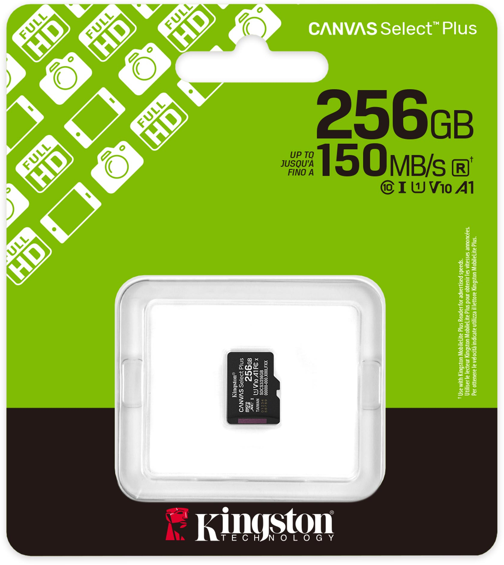 Карта памяти Kingston microSD 256GB C10 UHS-I A1 V10 R150MB/s (SDCS3/256GBSP) фото 3