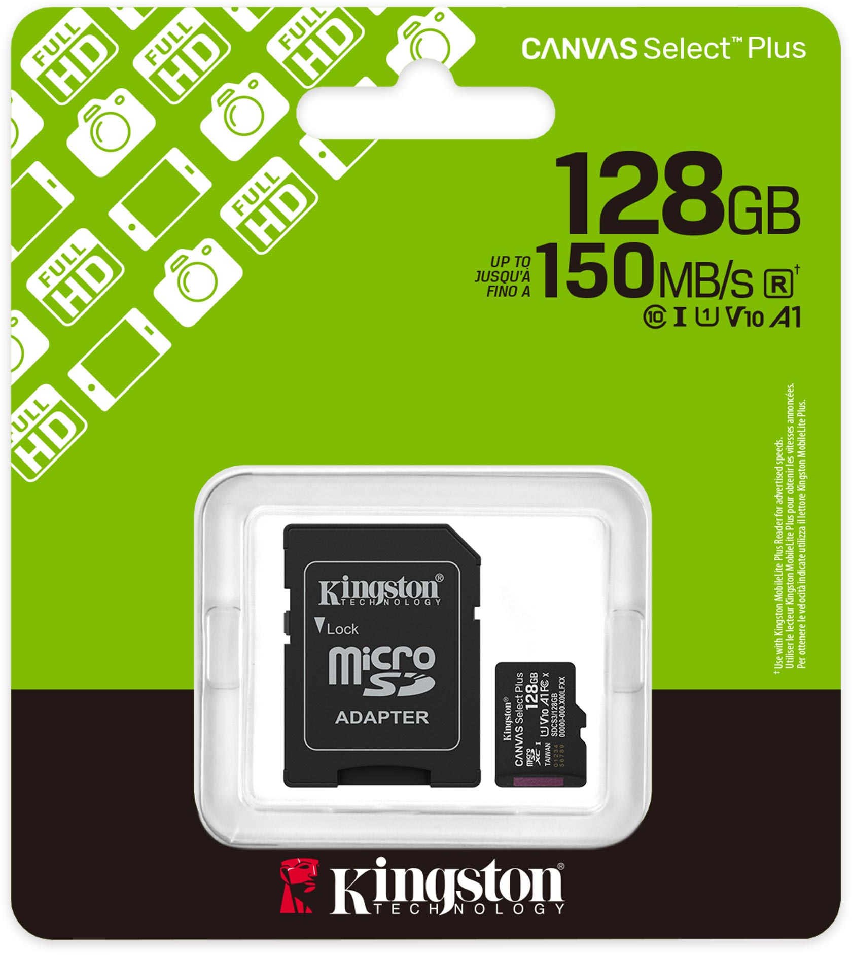 Карта пам'яті Kingston microSD 128GB C10 UHS-I A1 V10 R150MB/s + SD (SDCS3/128GB)фото3