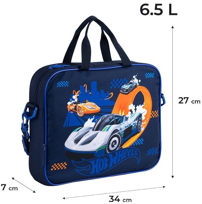 Шкільна текстильна сумка Kite A4, 1 від., 589 Hot Wheels (hw25-589)фото