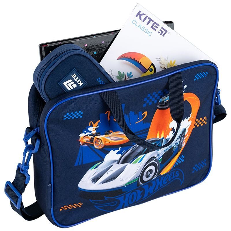 Шкільна текстильна сумка Kite A4, 1 від., 589 Hot Wheels (hw25-589)фото