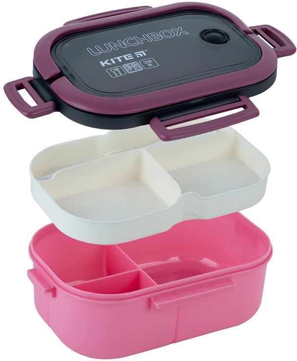 Ланчбокс Kite с разделителем 1200 мл, бордовый (k23-184-3) фото 