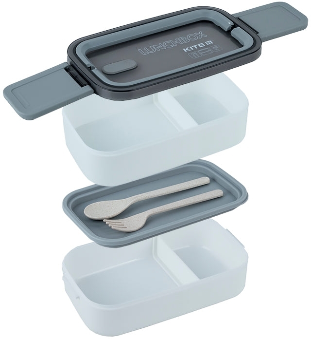 Ланчбокс Kite двойной с наполнением 1400 мл, белый (k23-183-1) фото 2