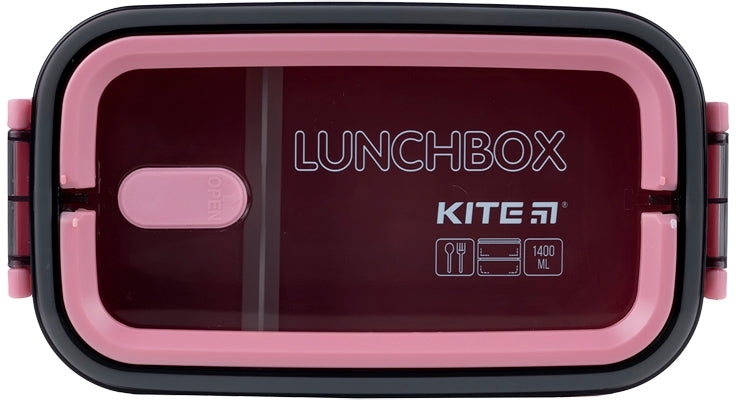 Ланчбокс Kite подвійний з наповненням 1400 мл, рожевий (k23-183-3)фото