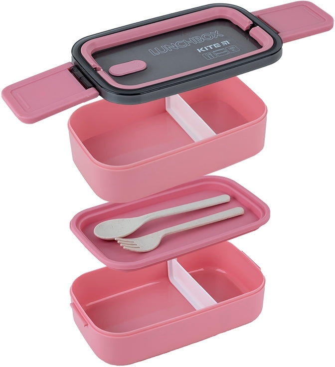 Ланчбокс Kite подвійний з наповненням 1400 мл, рожевий (k23-183-3)фото2