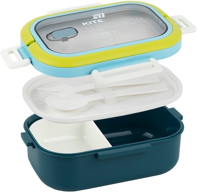 Ланчбокс Kite з розділювачем 1100 мл, синій (k25-1182-2)фото