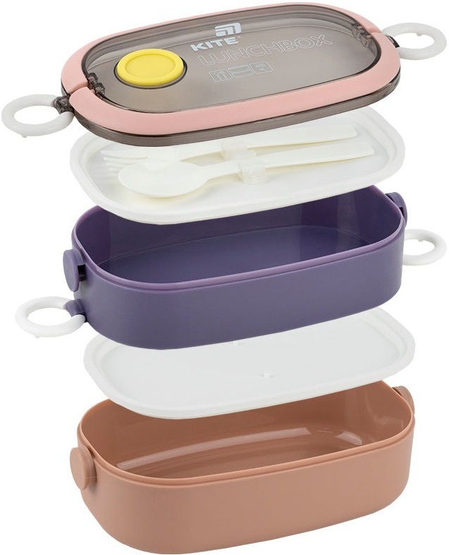Ланчбокс Kite двойной с наполнением 1600 мл, бежевый (k25-1181-1) фото