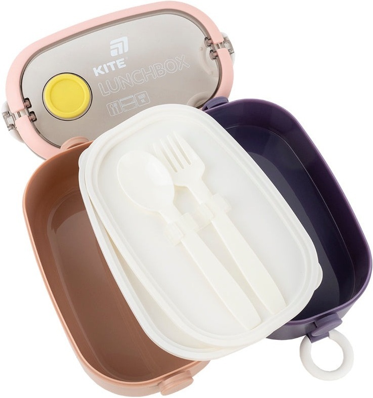 Ланчбокс Kite двойной с наполнением 1600 мл, бежевый (k25-1181-1) фото