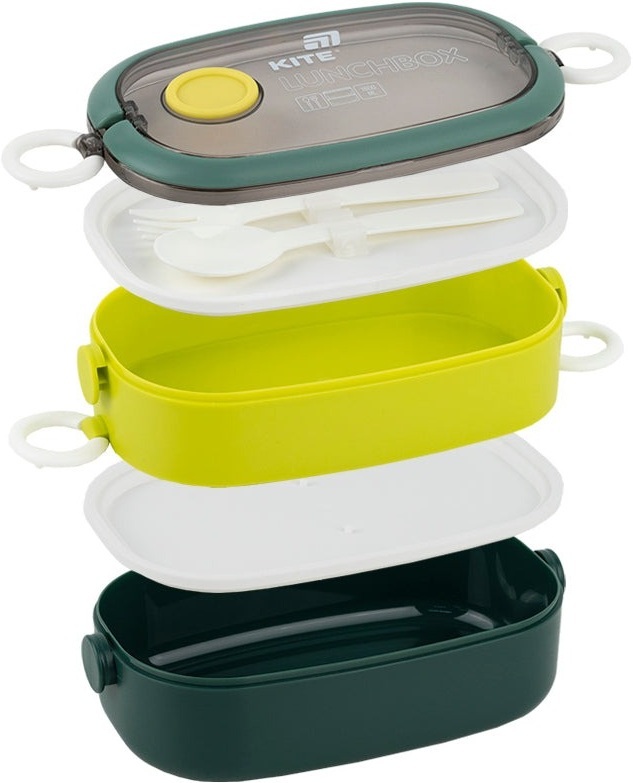 Ланчбокс Kite двойной с наполнением 1600 мл, зеленый (k25-1181-3) фото 3
