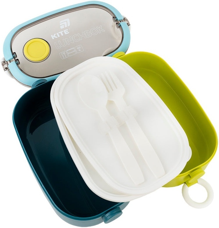 Ланчбокс Kite двойной с наполнением 1600 мл, синий (k25-1181-2) фото 4