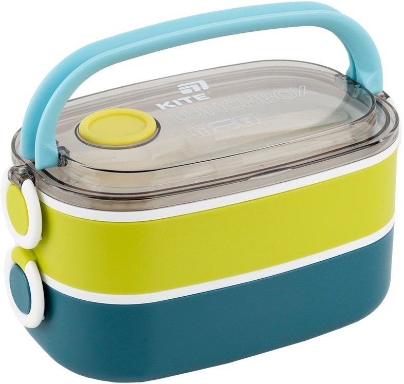 Ланчбокс Kite двойной с наполнением 1600 мл, синий (k25-1181-2) фото