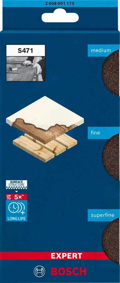 Губки шліфувальні Bosch Professional S471 Expert 69х97х26мм M F SF 3шт (2.608.901.175)фото