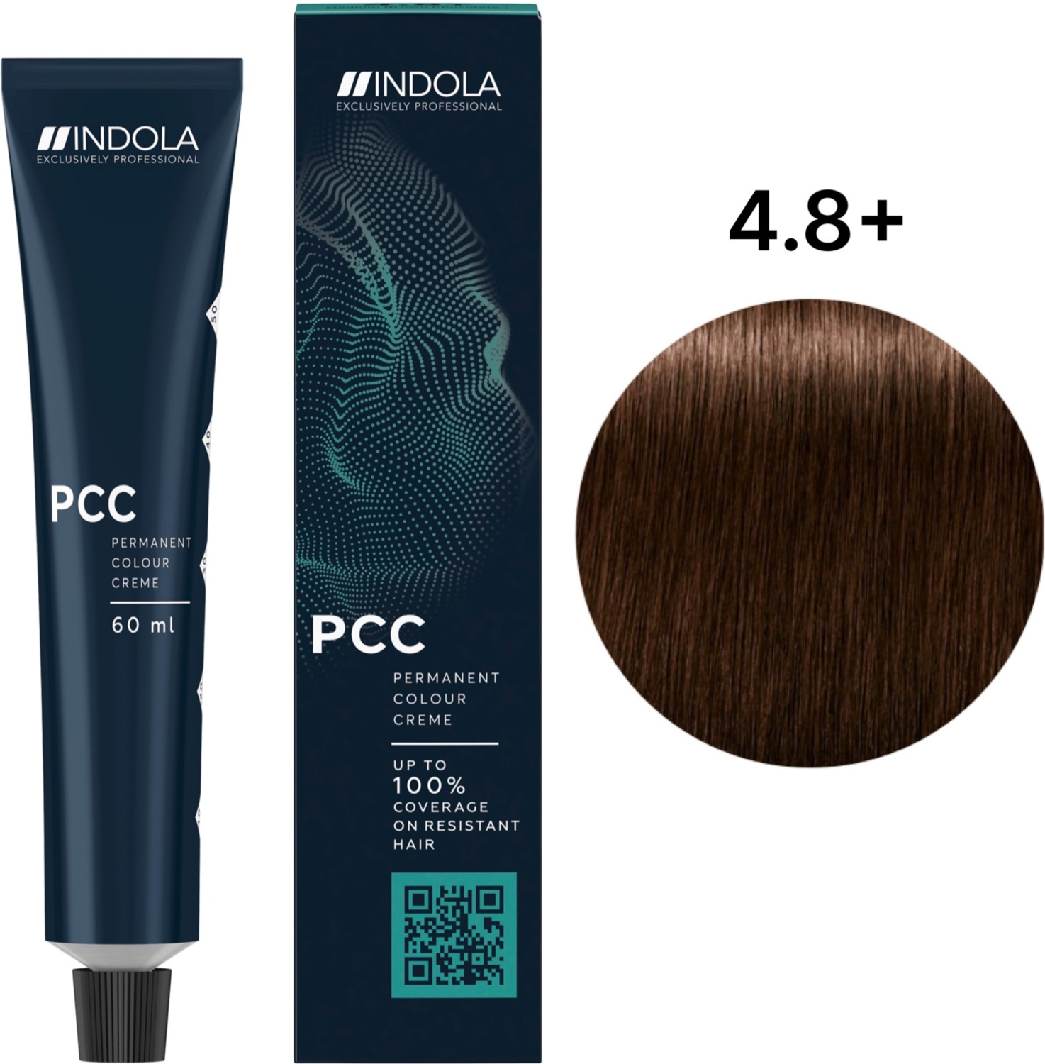 Перманентная крем-краска Indola Permanent Caring Color 4.8+ Средне