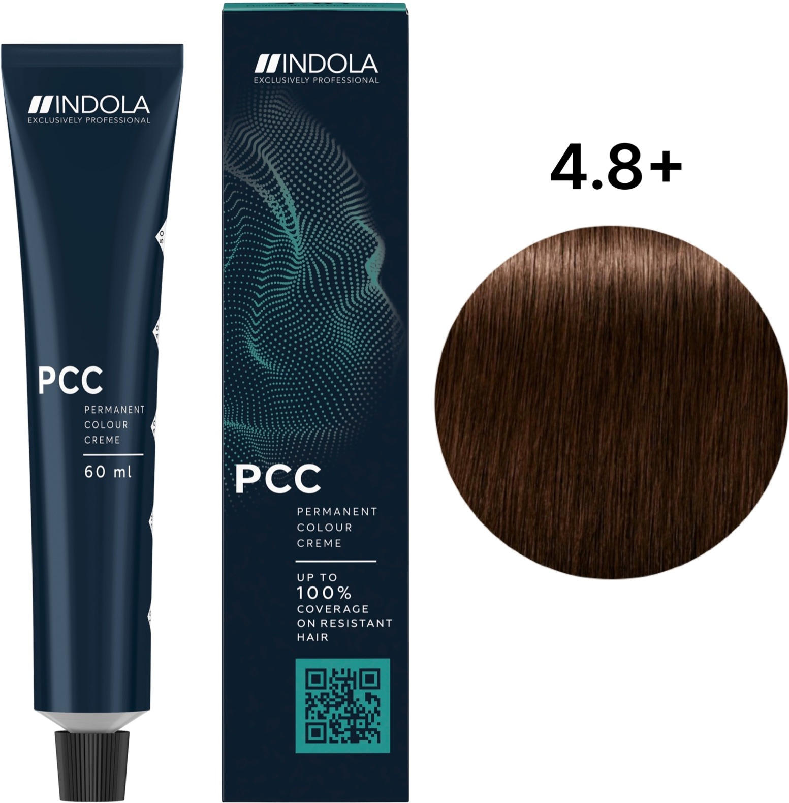 Перманентная крем-краска Indola Permanent Caring Color 4.8+ Средне