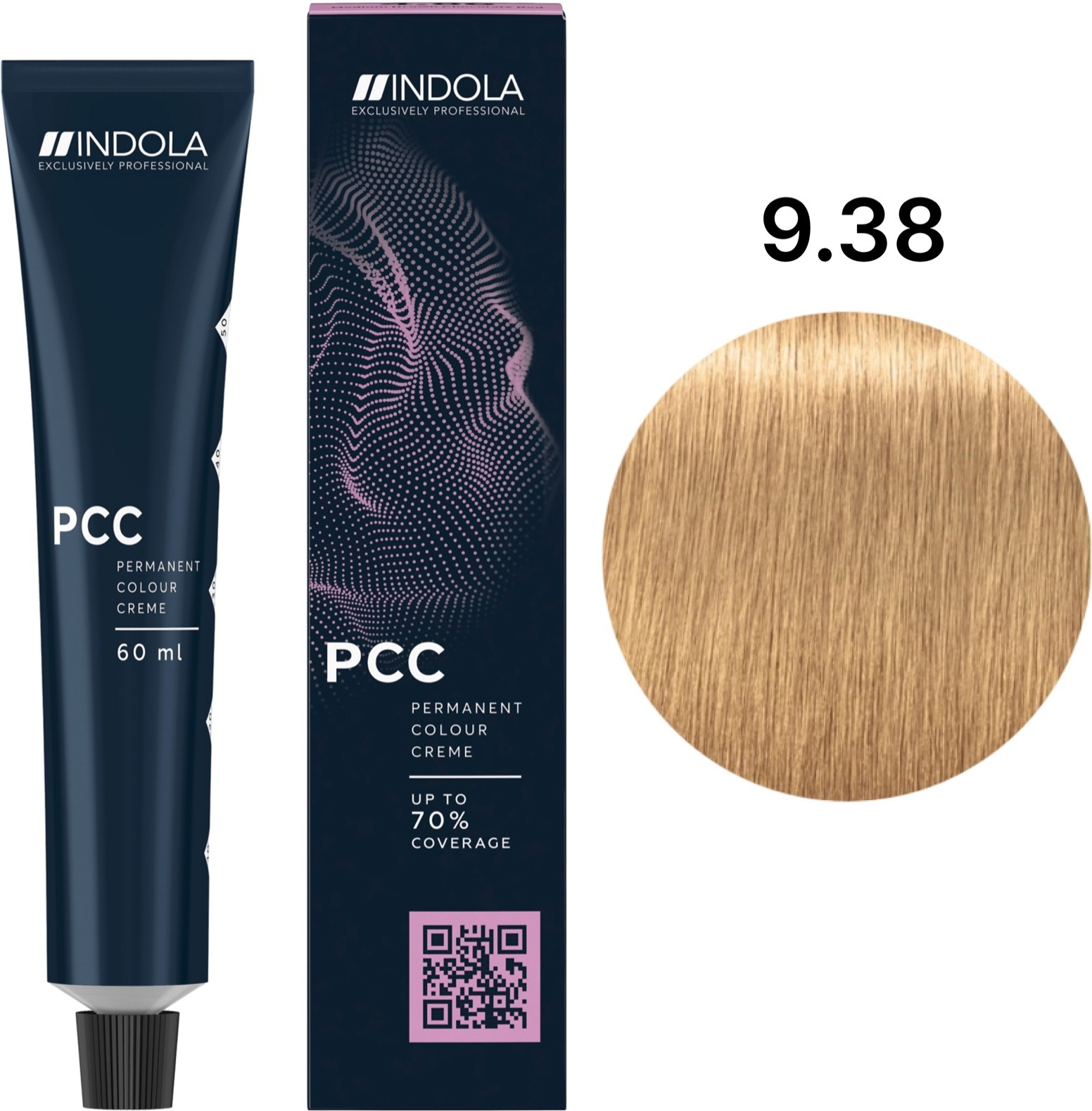 Перманентная крем-краска Indola Permanent Caring Color 9.38 Очень светлый золотистый блонд шоколадный 60 мл фото 