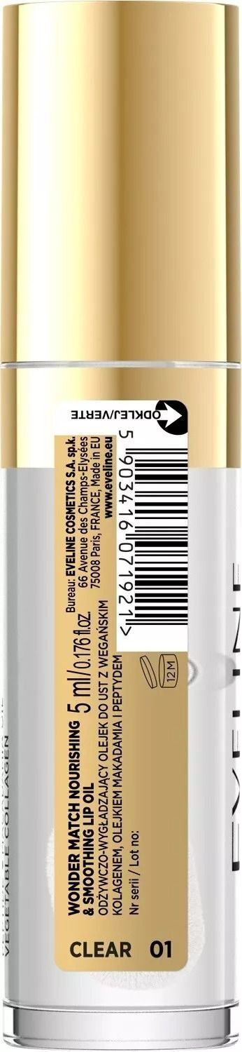 Олійка для губ Eveline Wonder Match 01 Clear зволожуюча 5 млфото2