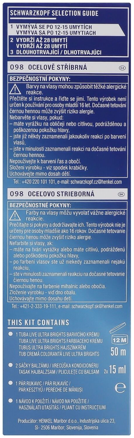 Крем-фарба для волосся напівстійка Live 098 Срібний металікфото
