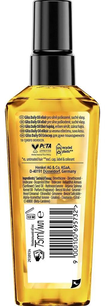 Доглядовий еліксир для волосся Gliss Kur Daily Oil 75 млфото2
