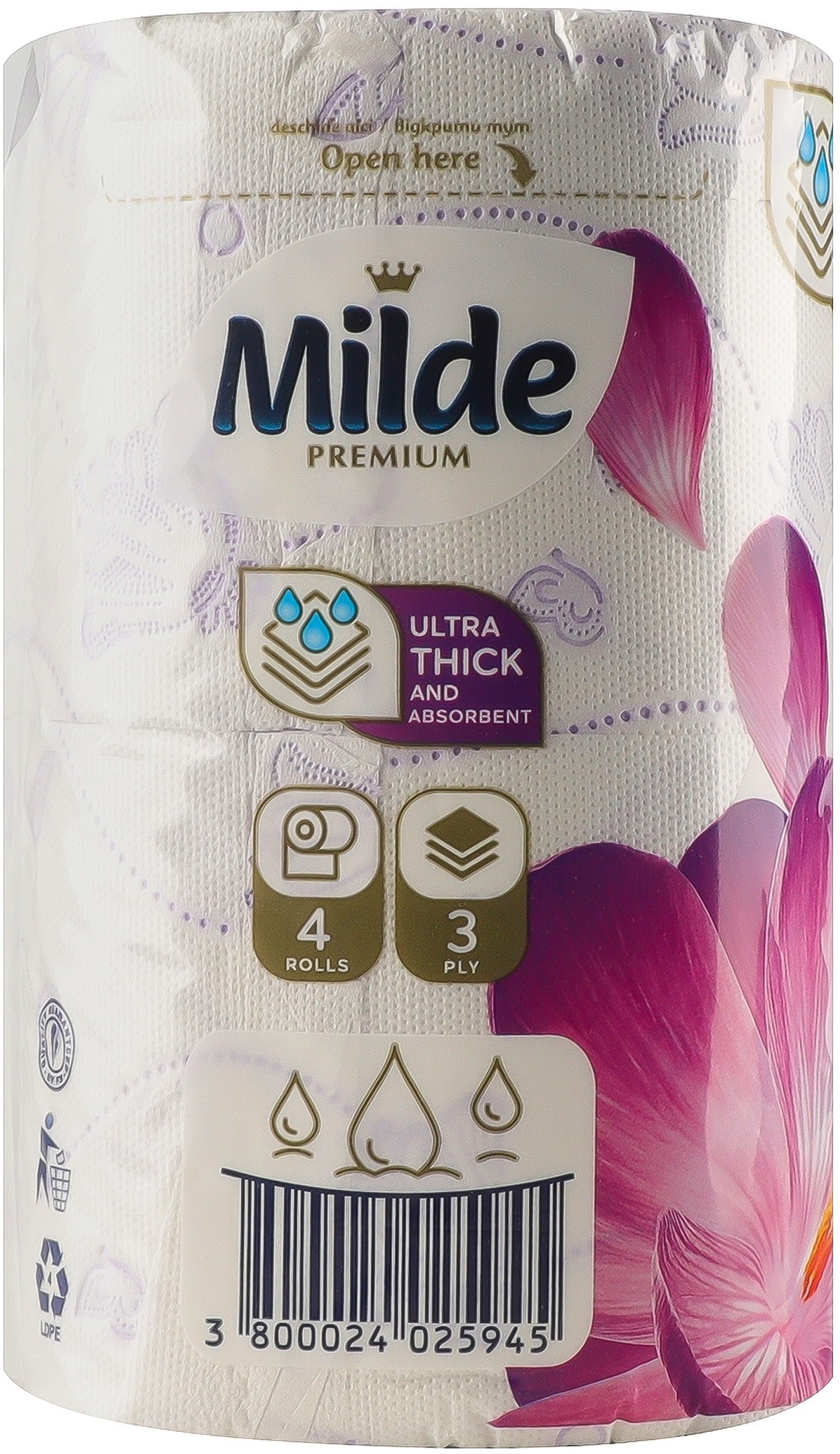 Туалетная бумага Milde Premium Relax Purple 3 слоя 4 шт фото 