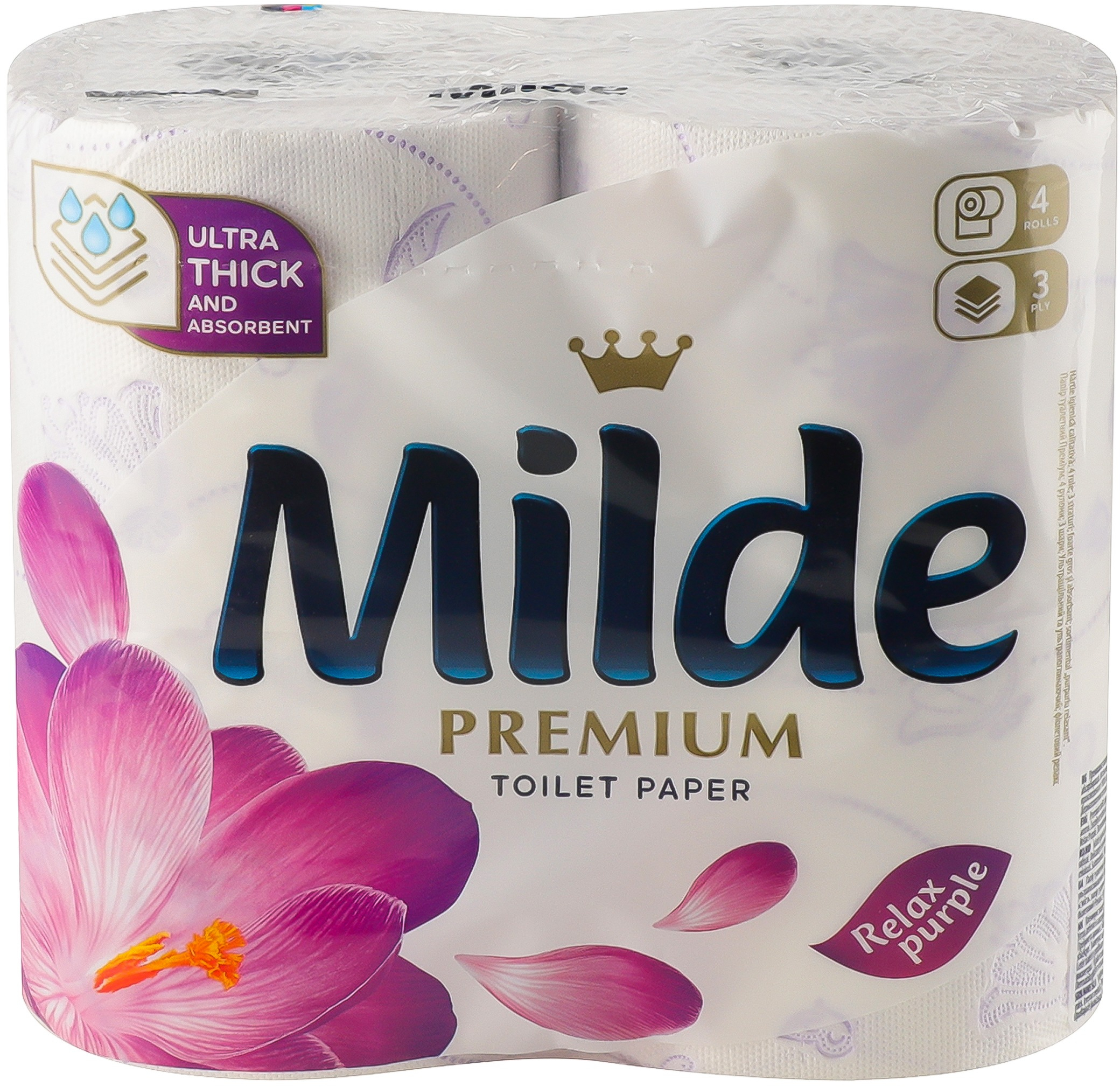 Туалетная бумага Milde Premium Relax Purple 3 слоя 4 шт фото 