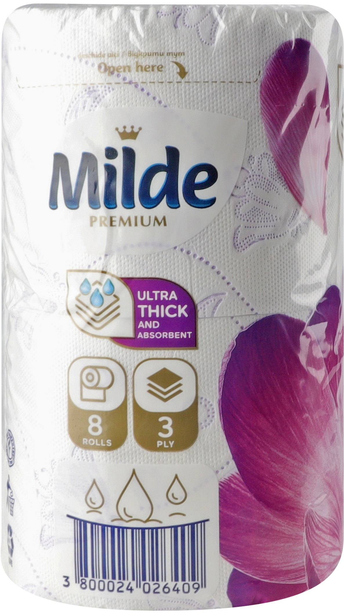 Туалетная бумага Milde Premium Relax Purple 3 слоя 8 шт фото 3
