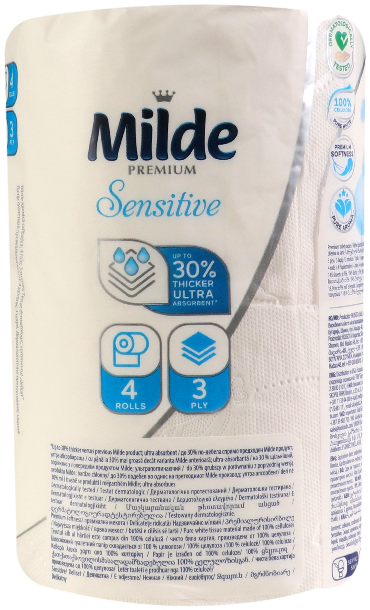 Туалетний папір Milde Premium Sensitive 3 шари 4 штфото4