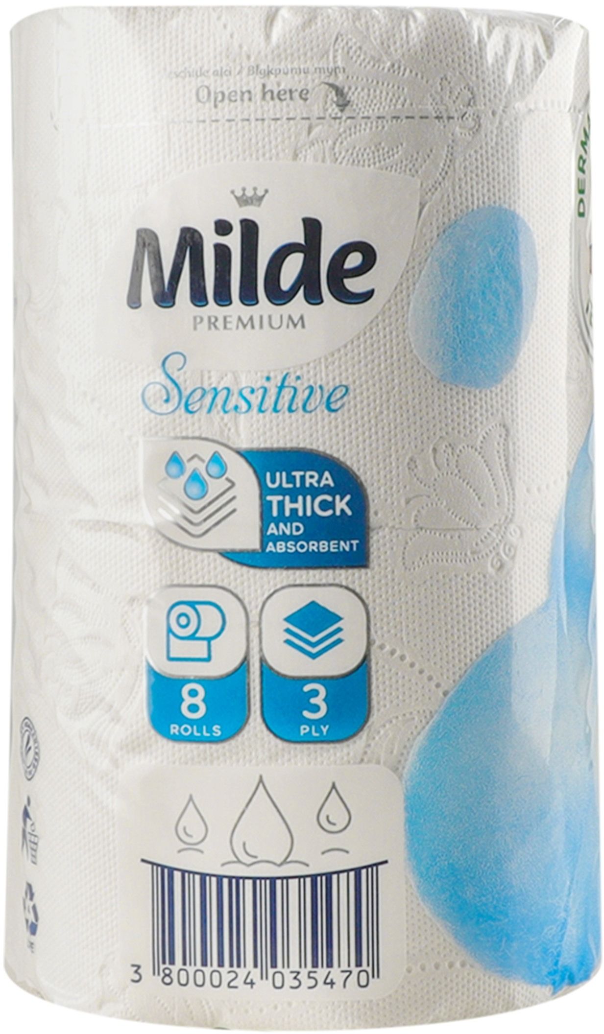 Туалетний папір Milde Premium Sensitive 3 шари 8 штфото3