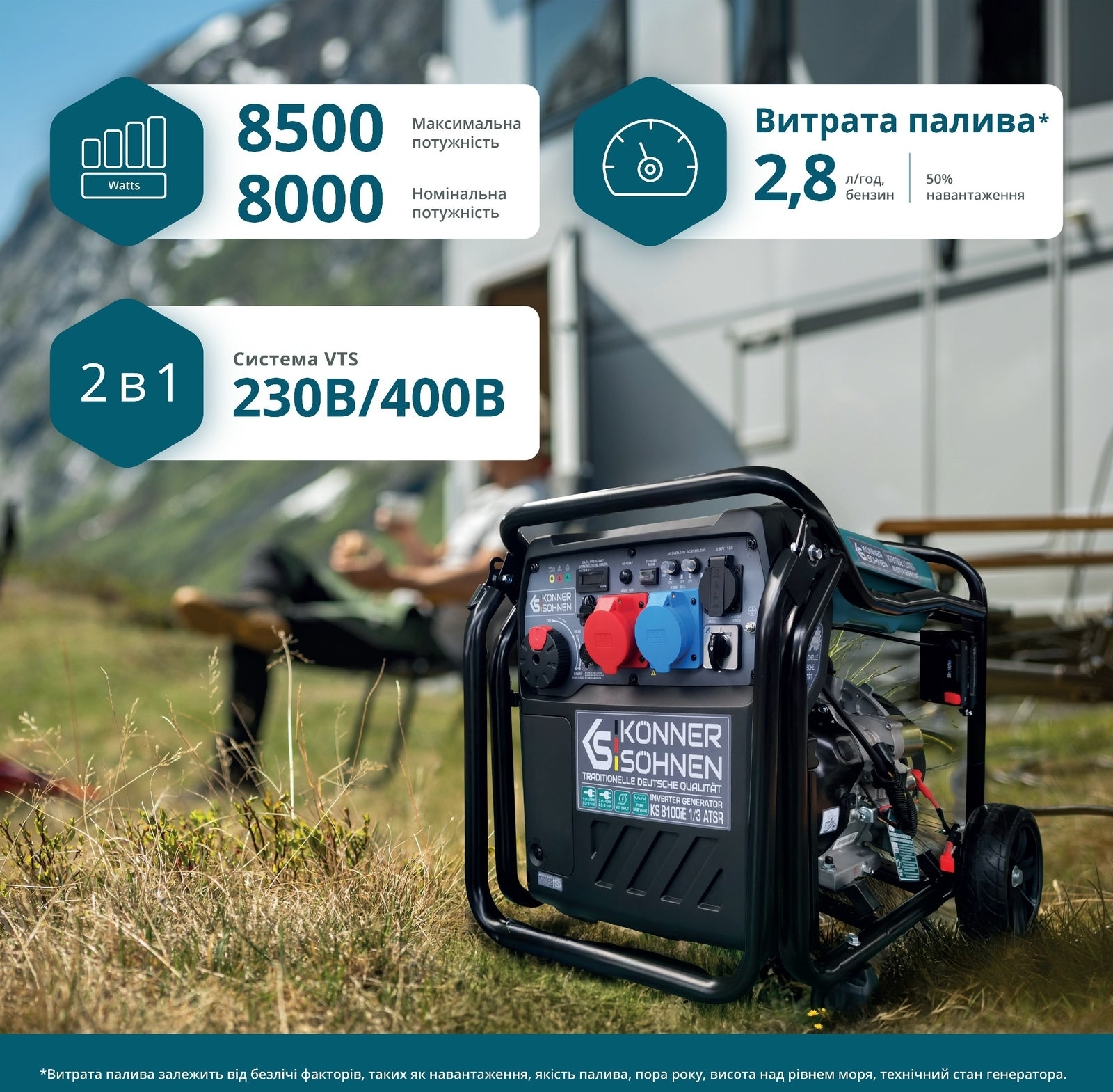 Генератор інверторний бензиновий Konner&amp;Sohnen KS 8100iE 1/3 ATSR 230/400В 8/8.5кВт АВР(ATS) (KS8100IE1/3ATSR)фото