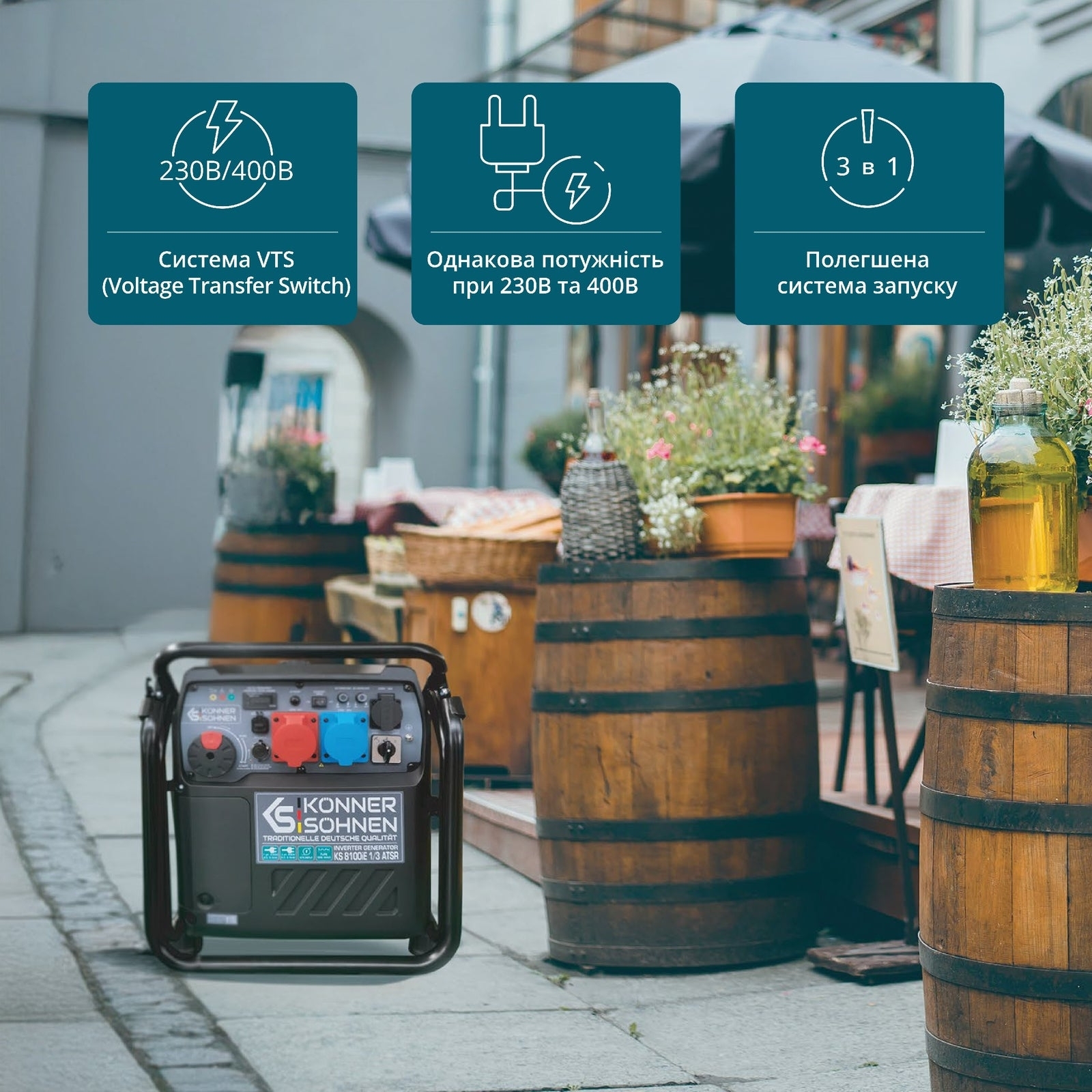 Генератор інверторний бензиновий Konner&amp;Sohnen KS 8100iE 1/3 ATSR 230/400В 8/8.5кВт АВР(ATS) (KS8100IE1/3ATSR)фото