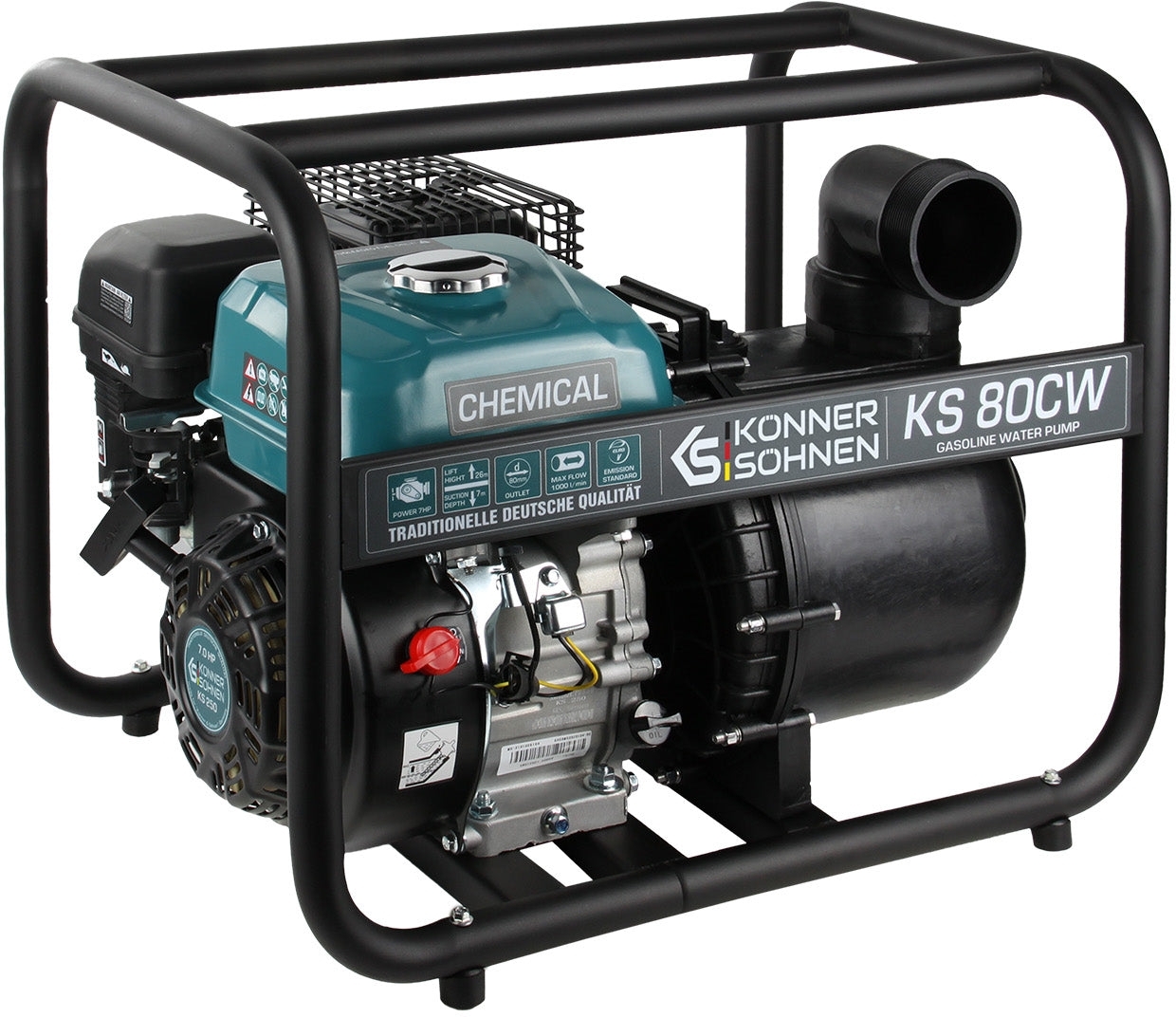 Мотопомпа бензиновая Konner&Sohnen KS 80CW 1000л/мин (KS80CW) фото 3