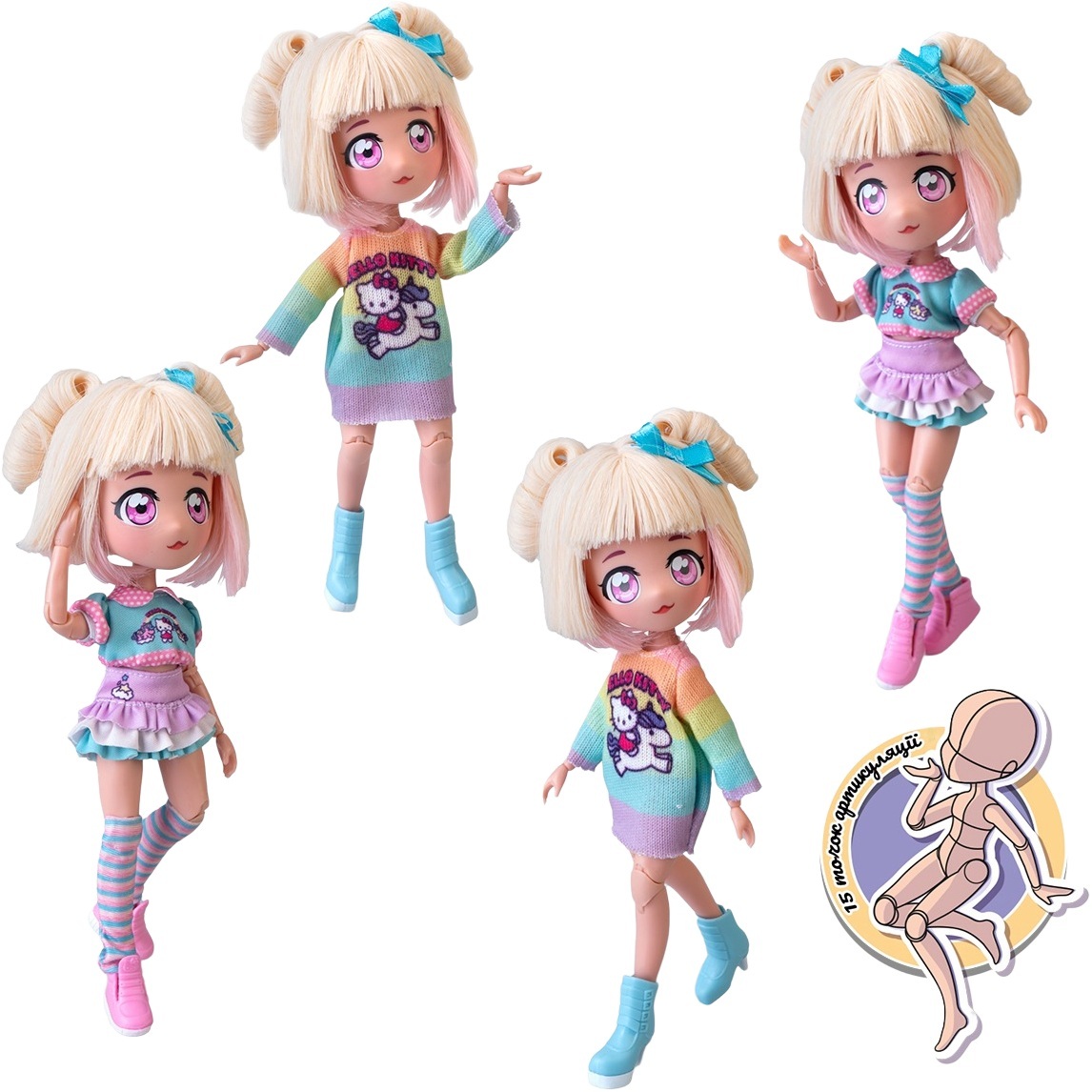Ігровий набір 4SF Manga Dolls серії "Hello Kitty" – Стильна Цукерка-єдинорога (з аксесуарів) (HKTF2000)фото4