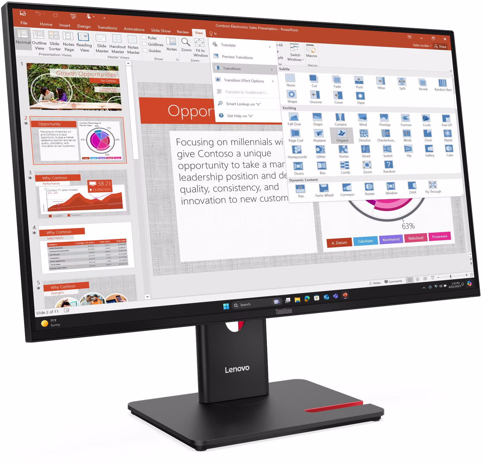 Монітор 27'' LENOVO ThinkVision T27-40 (64A5MAT6UA)фото2