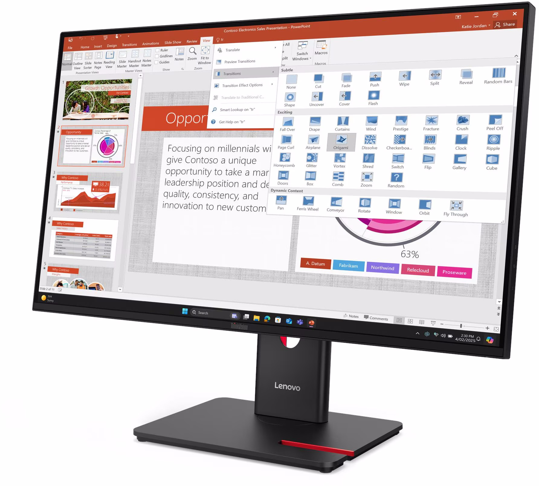 Монітор 27'' LENOVO ThinkVision T27-40 (64A5MAT6UA)фото3