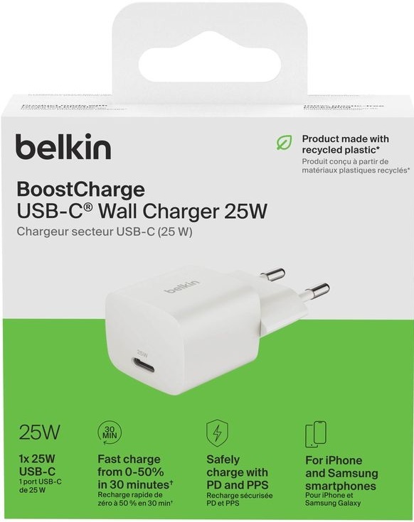 Сетевое зарядное устройство Belkin 25Вт USB-С PD PPS, White (WCA012KQWH) фото