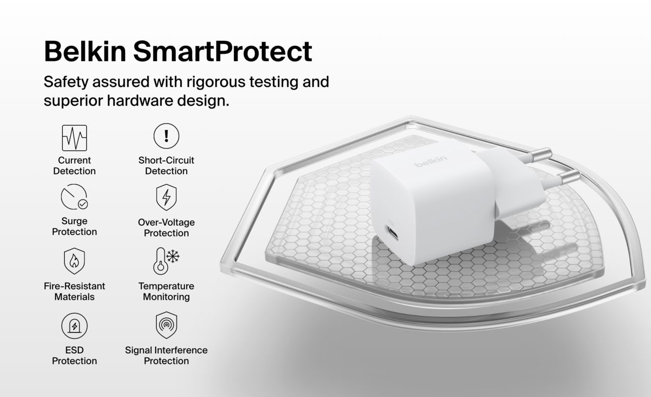 Сетевое зарядное устройство Belkin 25Вт USB-С PD PPS, White (WCA012KQWH) фото 7