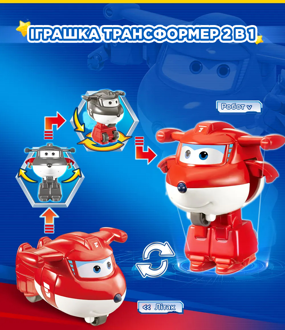 Игровая фигурка-трансформер Super Wings Transform-a-Bots Джетт (Jett) (EU780010) фото 8