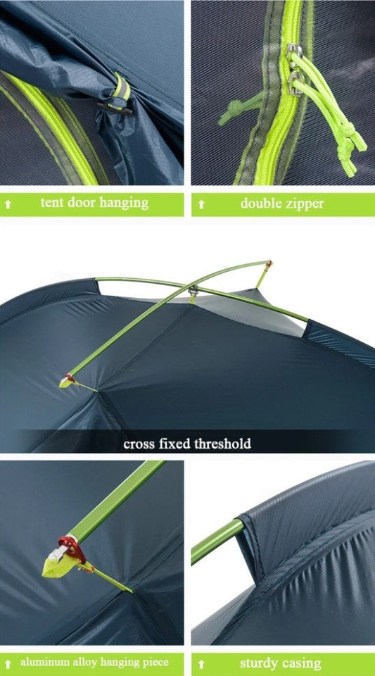 Палатка двухместная Naturehike NH17T180-J, темная голубая фото 4