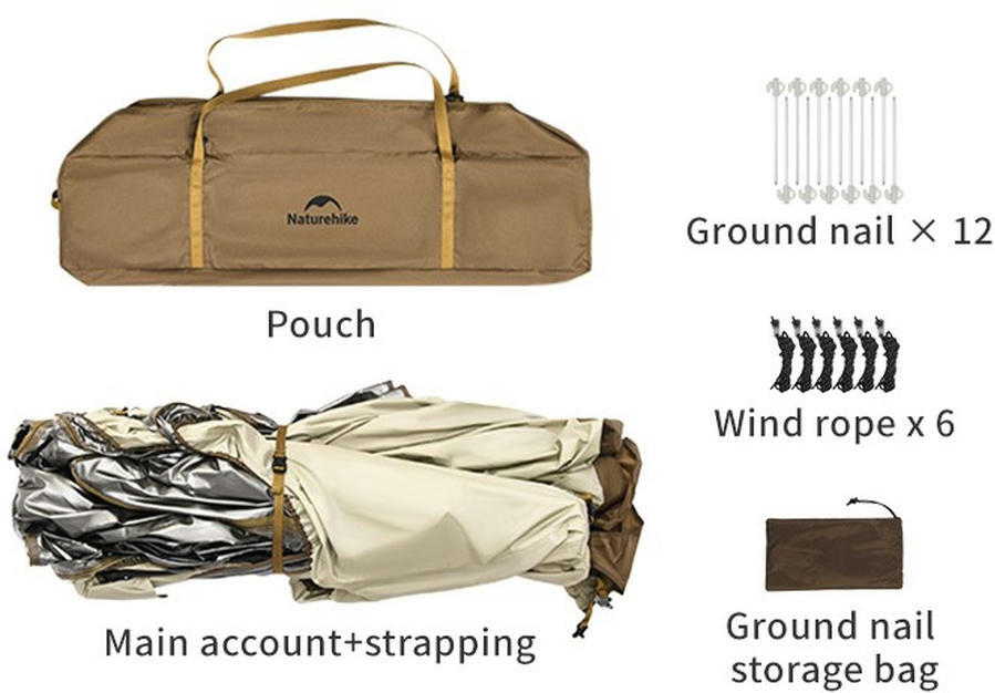 Тент для кемпінгу Naturehike CNK230WS014, 4.6 м * 4,0 м, бежевийфото5