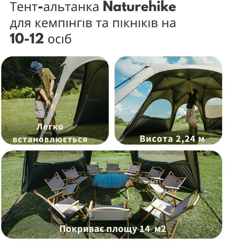 Тент для кемпінгу Naturehike CNK230WS014, 4.6 м * 4,0 м, бежевийфото12