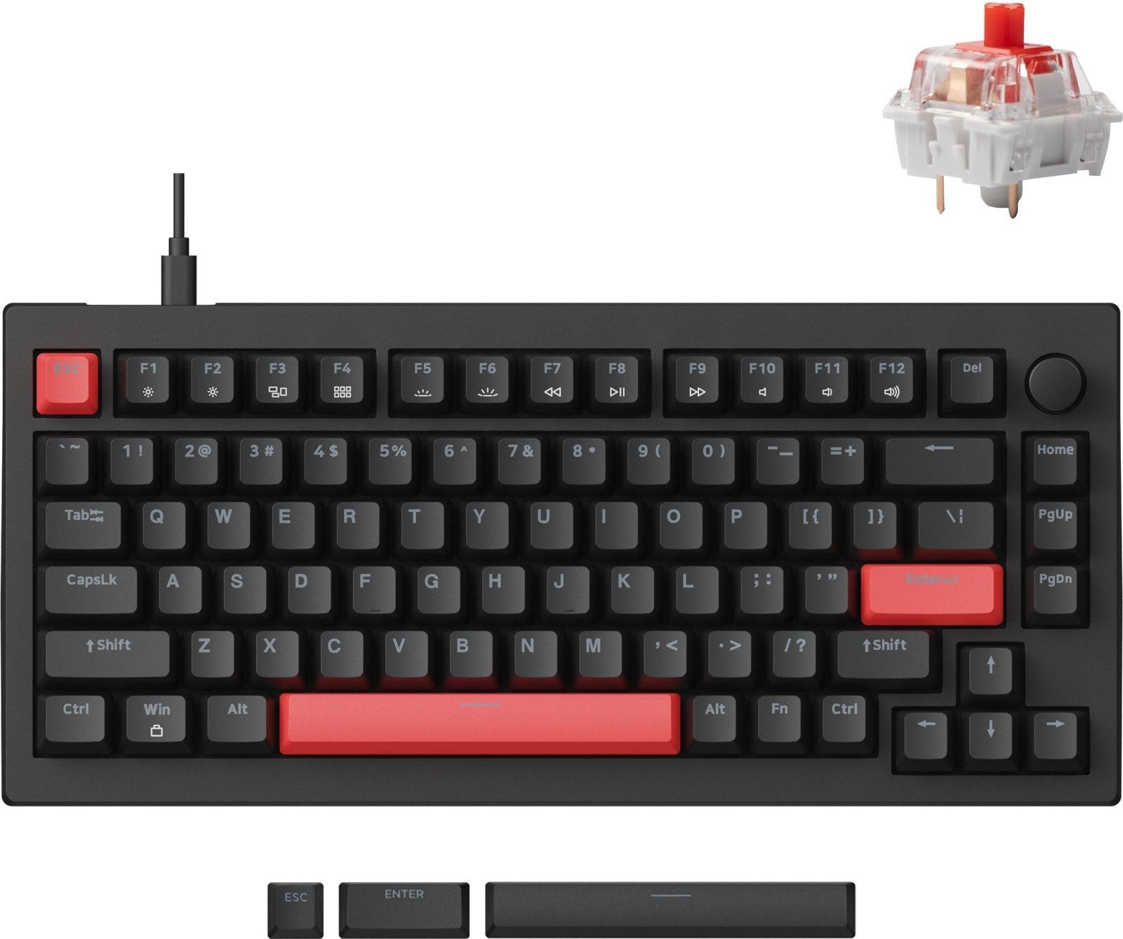 Клавиатура Lemokey X4 82Key, Keychron Red, USB-A, QMK/VIA, Hot-Swap, EN/UKR, RGB, Black фото 