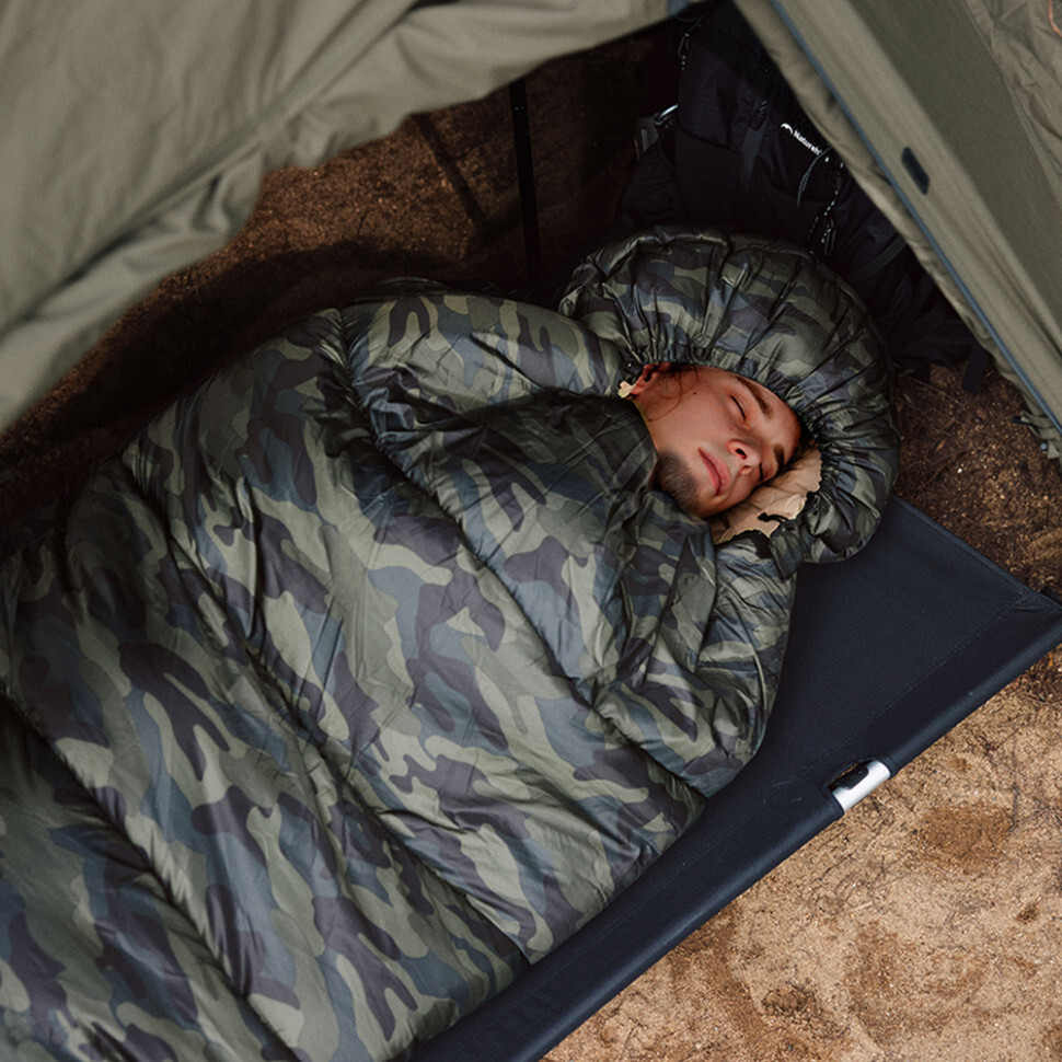 Спальний мішок з капюшоном Naturehike M320 CNK2350WS023, зелений камуфляж, правийфото8