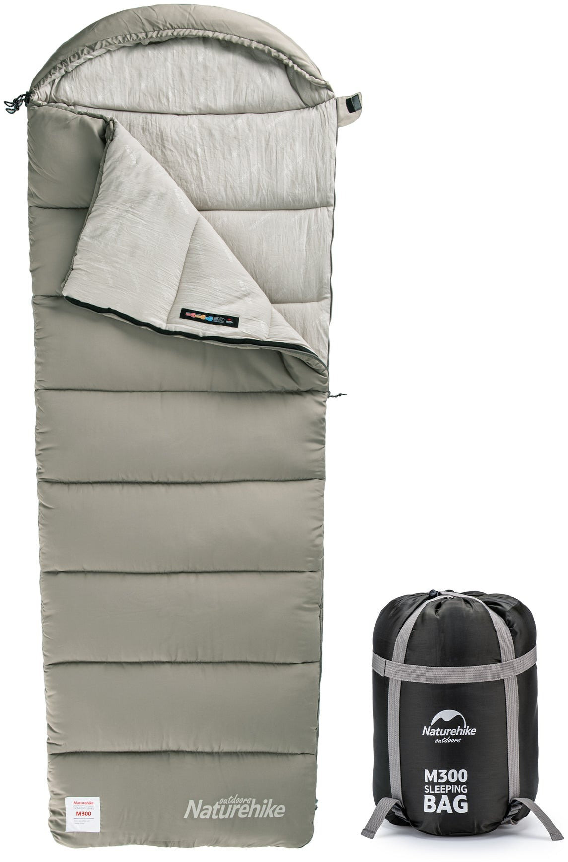 Спальний мішок з капюшоном Naturehike M300 CNK2350WS023, зелений, лівийфото4