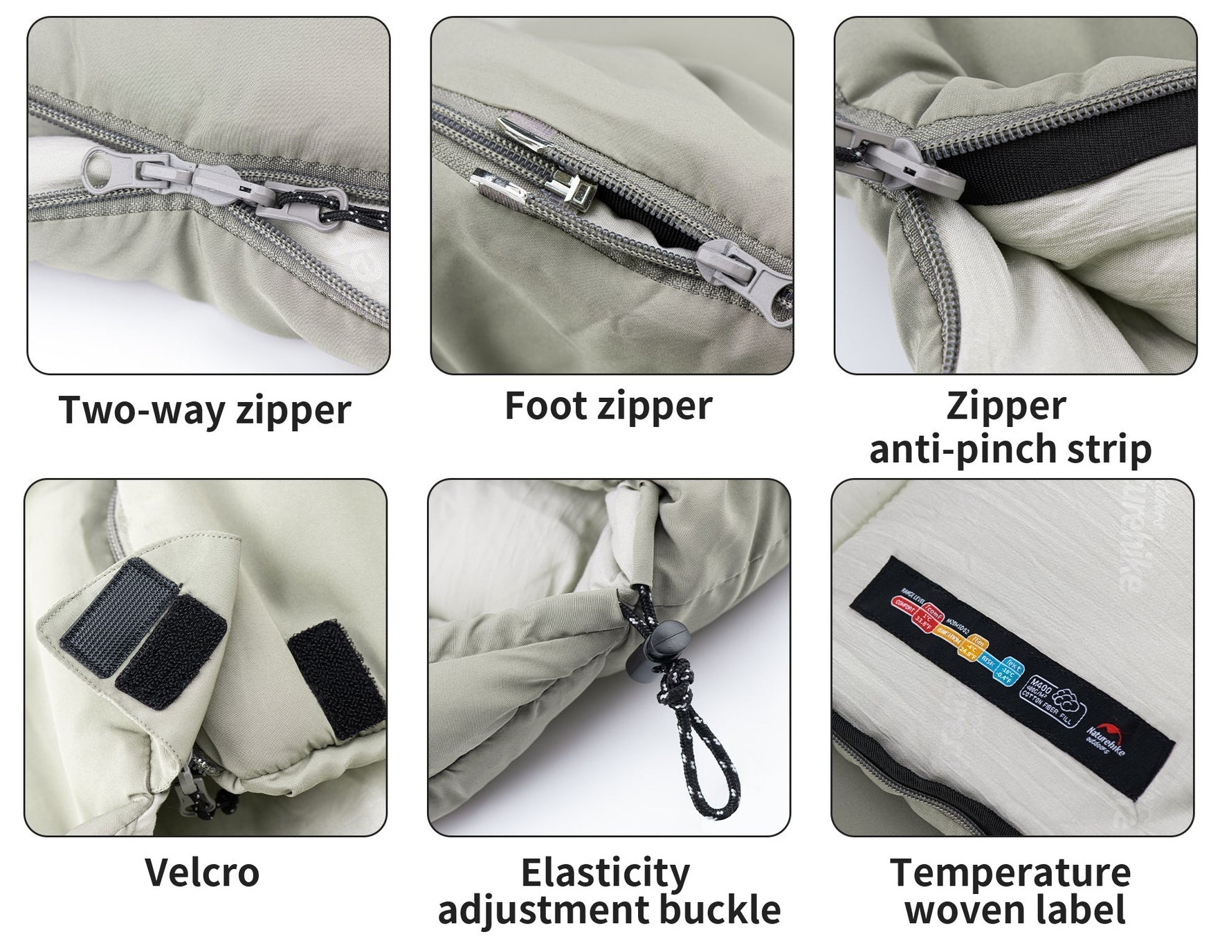 Спальний мішок з капюшоном Naturehike M300 CNK2350WS023, зелений, лівийфото7