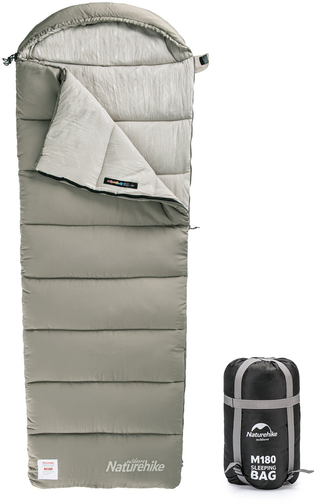 Спальний мішок з капюшоном Naturehike M180 CNK2350WS023 лівий, світло-зеленийфото4