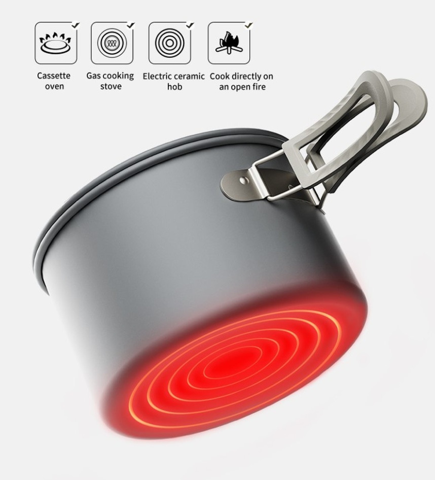 Набір посуду (каструля, сковорідка, чайник) Naturehike CNK2450CF010, алюмінійфото5