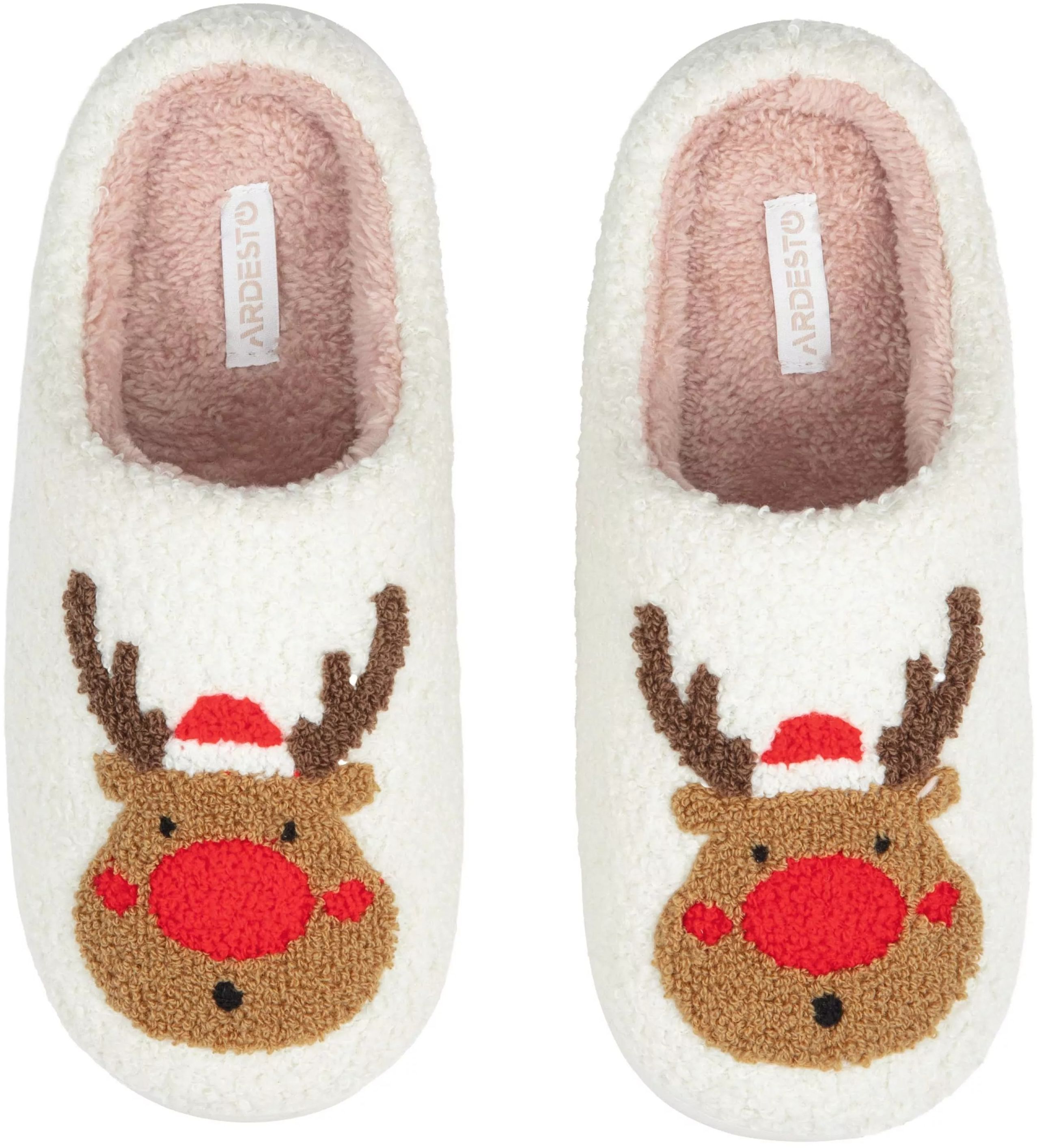 Обувь домашняя ARDESTO Christmas 38/39 размер, 100% полиэстер, подошва 100% резина, белый фото 