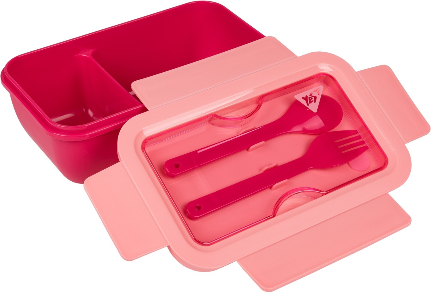 Ланч-бокс Yes Fusion 850 мл з приладдям рожевий (708169)фото