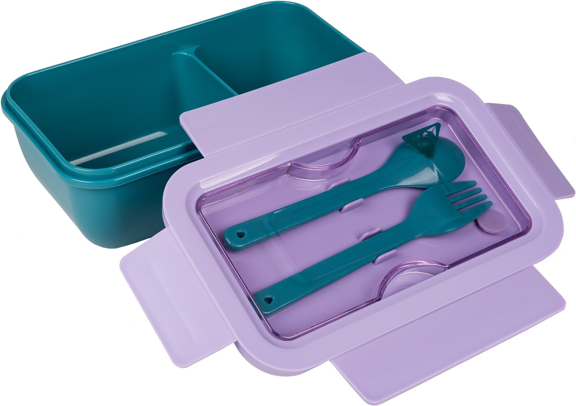 Ланч-бокс Yes Fusion 850 мл з приладдям фіолетово-зелений (708170)фото2