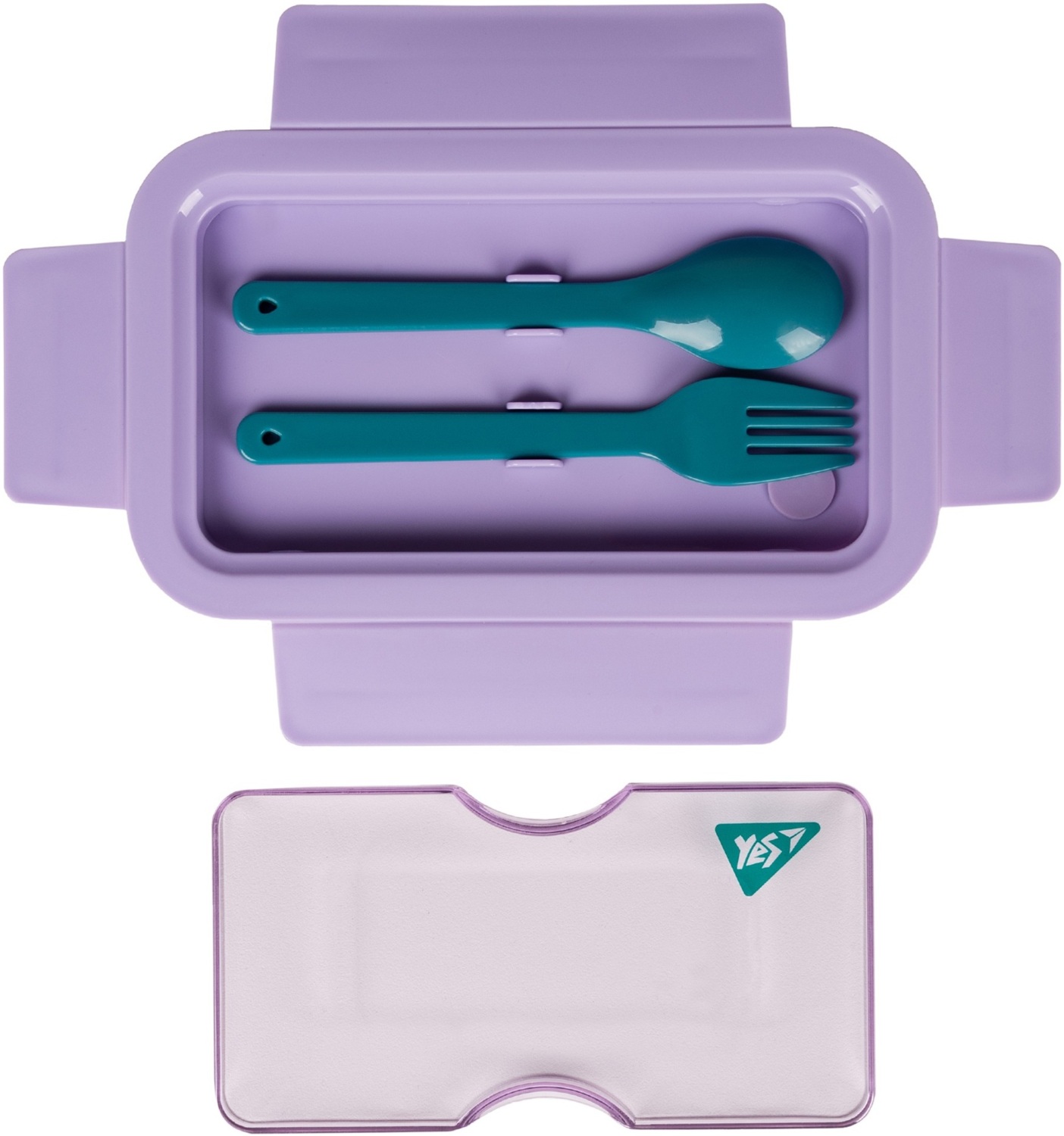 Ланч-бокс Yes Fusion 850 мл з приладдям фіолетово-зелений (708170)фото