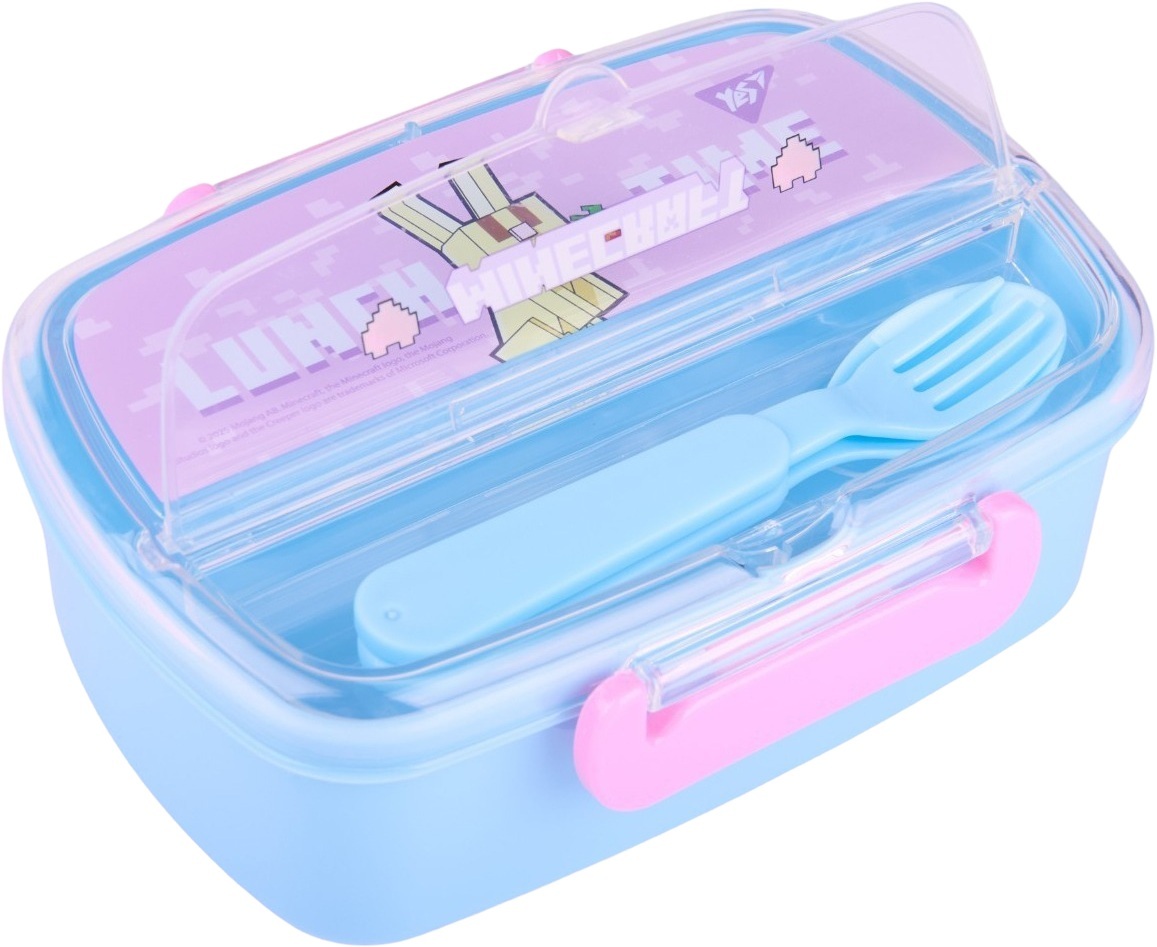 Ланч-бокс Yes Minecraft.Spring 750 мл з приладдям, блакитний (708370)фото2