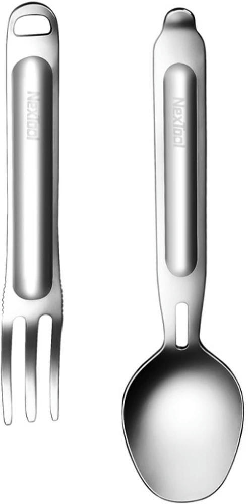 Туристичний набір ложка-виделка NexTool Portable Stainless Steel Tableware нерж.стальфото4